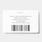 Groene Persoonlijke Foto, Logo, Barcode Medewerker Badge (Achterkant)