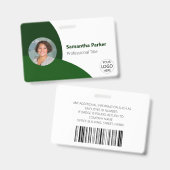 Groene Persoonlijke Foto, Logo, Barcode Medewerker Badge (Voor- en achterkant)