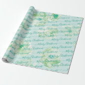 Groene persoonlijke kerstscript, Floral Cadeaupapier (Uitgerold)