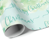 Groene persoonlijke kerstscript, Floral Cadeaupapier (Rol Hoek)