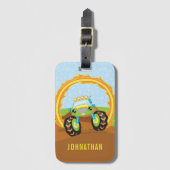 Groene persoonlijke monstertruck voor jongens bagagelabel (Voorkant (verticaal))