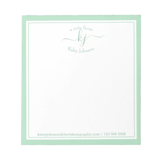 Groene persoonlijke naam | Van de bureau van de bl Notitieblok (Voorkant)