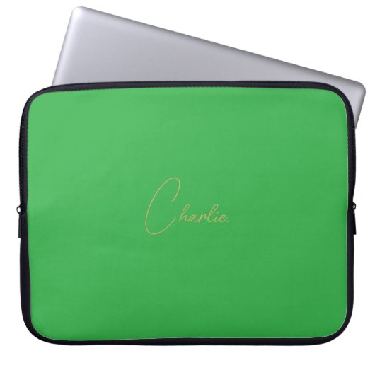 Groene persoonlijke scriptnaam van laptop-Hoesje Laptop Sleeve (Voorkant)