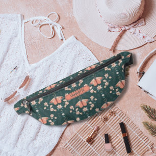 Groene perzik Boho Floral Luna Moth Daisy Patroon Heuptasje