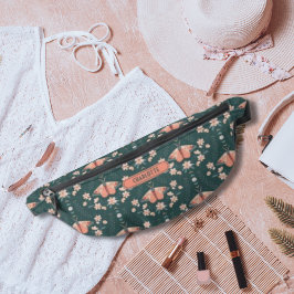 Groene perzik Boho Floral Luna Moth Daisy Patroon Heuptasje