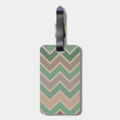 Groene perzik Chevron monogram Bagagelabel (Achterkant verticaal)