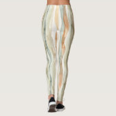 Groene Perzik Crème Strepen Leggings (Achterkant)