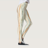 Groene Perzik Crème Strepen Leggings (Rechts)