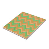 Groene perzik geometrisch Chevron Zig Zag patroon Tegeltje (Zijkant)