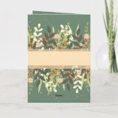 Groene Perzik Minimalistische Bloemenslint Moederd Kaart (Achterkant)