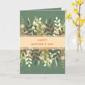 Groene Perzik Minimalistische Bloemenslint Moederd Kaart (Gele Bloem)
