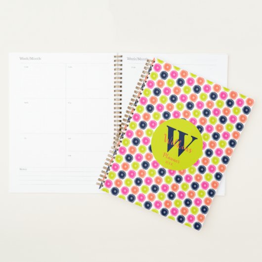 Groene Perzik Roze Blauw Droog Borstel Polka Dots Planner (Display)