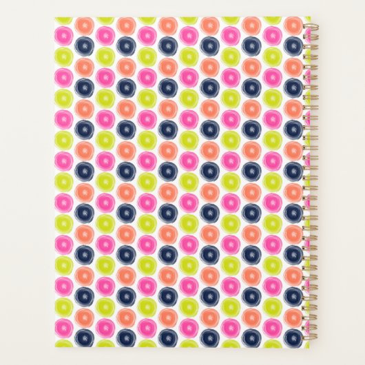 Groene Perzik Roze Blauw Droog Borstel Polka Dots Planner (Achterkant)