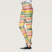 Groene Perzik Roze Rode Gele Strepen Leggings (Links)