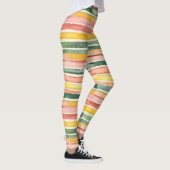 Groene Perzik Roze Rode Gele Strepen Leggings (Rechts)