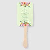 Groene perzik Waterverf Floral Boho Programma Handwaaier (Voorkant)