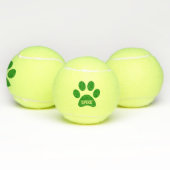 Groene Pet Paw Print Gepersonaliseerde Naam Speelg Tennisballen (Multi)