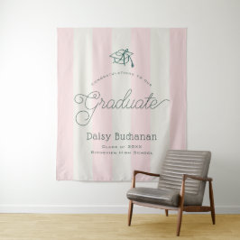 Groene pet & roze strepen afstudeer achtergrond pr wandkleed