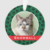 Groene Pet Verf Druk Gepersonaliseerde Kat Naam Fo Ornament (voorkant)