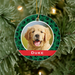 Groene Pet Verf Drukt Aangepaste Dog Naam Foto Keramisch Ornament