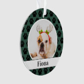 Groene Pet Verf Drukt Aangepaste Dog Naam Foto Ornament (voorkant)