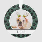 Groene Pet Verf Drukt Aangepaste Dog Naam Foto Ornament (voorkant)