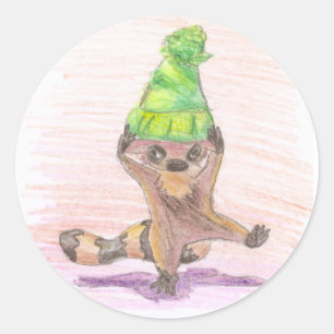Groene Pet wasbeer Ronde Sticker