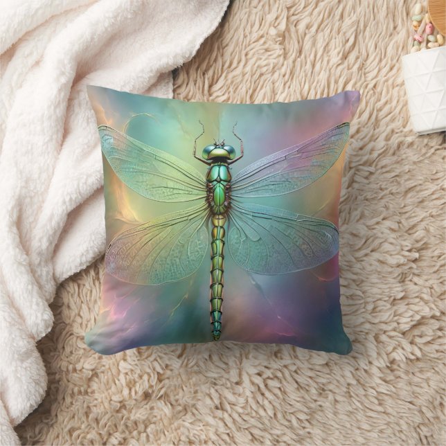 Groene Petite Dragonfly Fractal Art, Kussen (Deken)