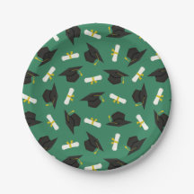 Groene petten diploma's patroon afstudeerfeest