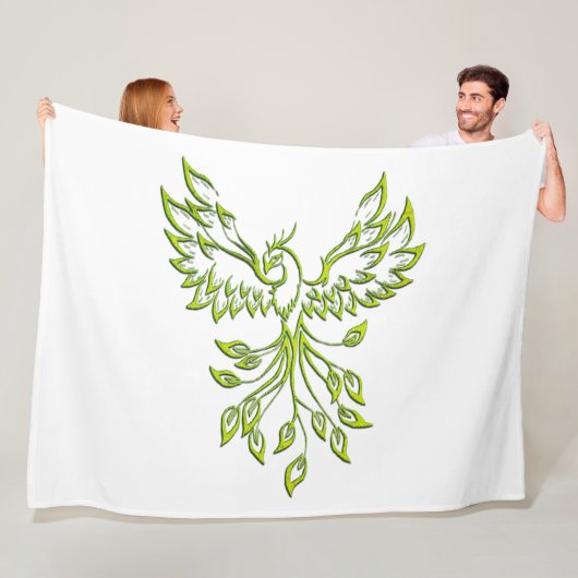 Groene Phoenix stijgt wit Fleece Deken (In situ)