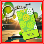 Groene Pickleball Cool Modern Elegant Monogrammed Sleutelhanger