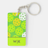 Groene Pickleball Cool Modern Elegant Monogrammed Sleutelhanger (achterkant)