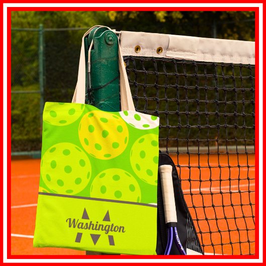 Groene Pickleball Cool Modern Monogram Tote Bag