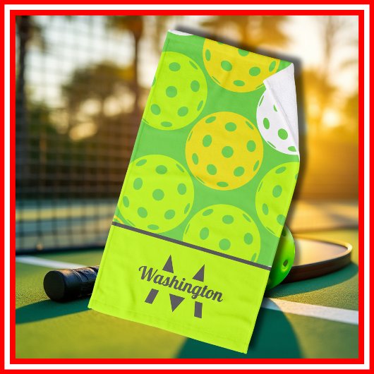 Groene Pickleball Cool Modern Monogrammed Handdoek