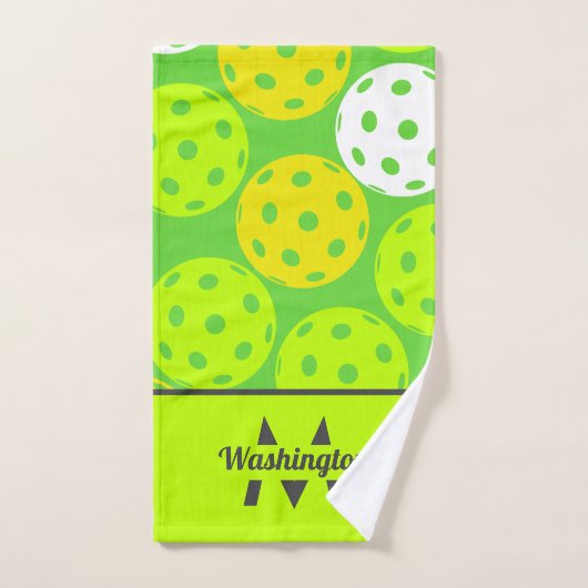 Groene Pickleball Cool Modern Monogrammed Handdoek (Handdoek)
