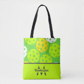 Groene Pickleball Cool Modern Monogrammed Tote Bag (Voorkant)