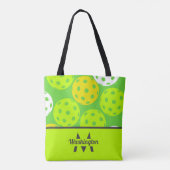 Groene Pickleball Cool Modern Monogrammed Tote Bag (Achterkant)
