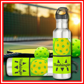 Groene Pickleball Cool Modern Monogrammed Waterfles