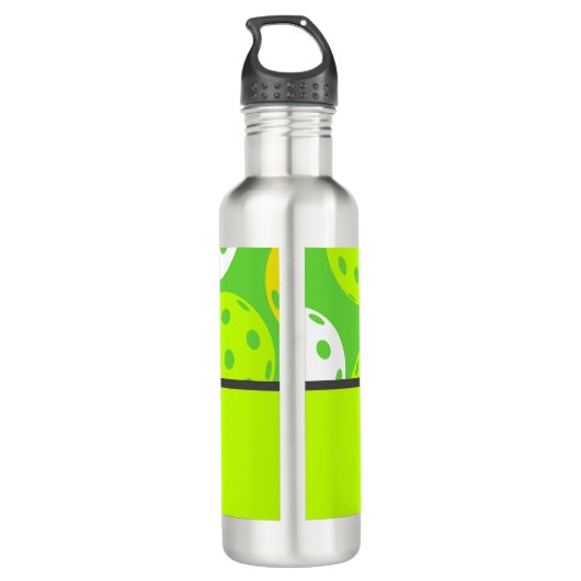 Groene Pickleball Cool Modern Monogrammed Waterfles (Achterkant)