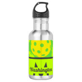 Groene Pickleball Cool Modern Monogrammed Waterfles (Voorkant)