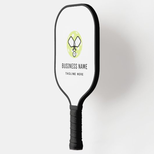 Groene Pickleball-Logo bedrijfsnaam en aangepaste  Pickleball Paddle (Links)