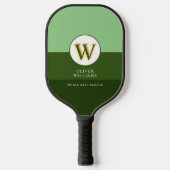 Groene Pickleball Paddle met drie tonnen en naam (Voorkant)