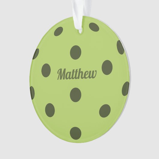 Groene Pickleball Player Monogram naam Ornament (voorkant)