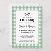 Groene picknick geruite doek I Do BBQ uitnodiging (Voorkant)