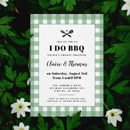 Groene picknick geruite doek I Do BBQ uitnodiging