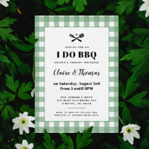Groene picknick geruite doek I Do BBQ uitnodiging