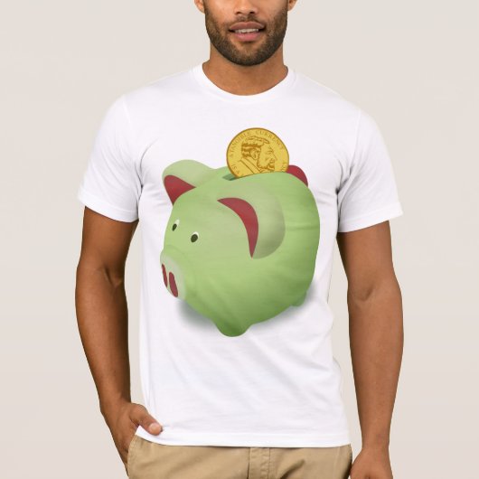 Groene Piggy Bank Mannen T-shirt (Voorkant)