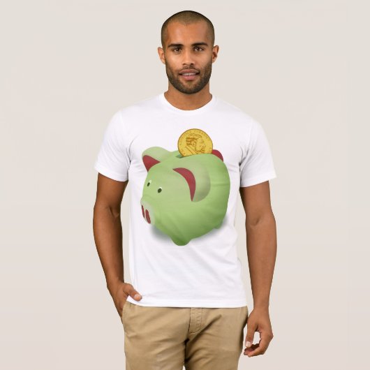 Groene Piggy Bank Mannen T-shirt (Voorkant volledig)