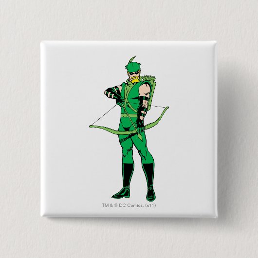 Groene Pijl die met Bow staat Vierkante Button 5,1 Cm (Voorkant)