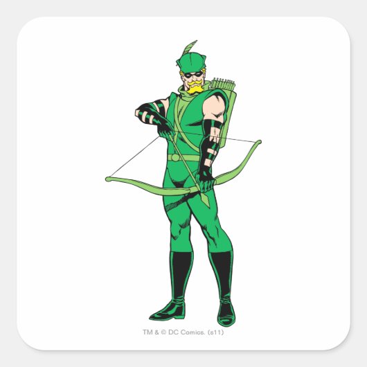 Groene Pijl die met Bow staat Vierkante Sticker (Voorkant)